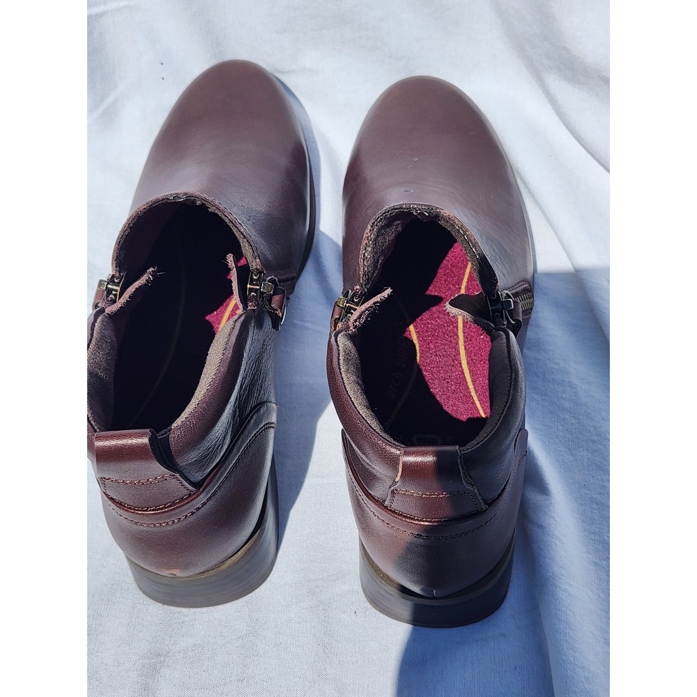 Munro American Drk Brown Leather Ankle Boots Dual Zip Low Heel Size 7.5N - Picture 5 of 9